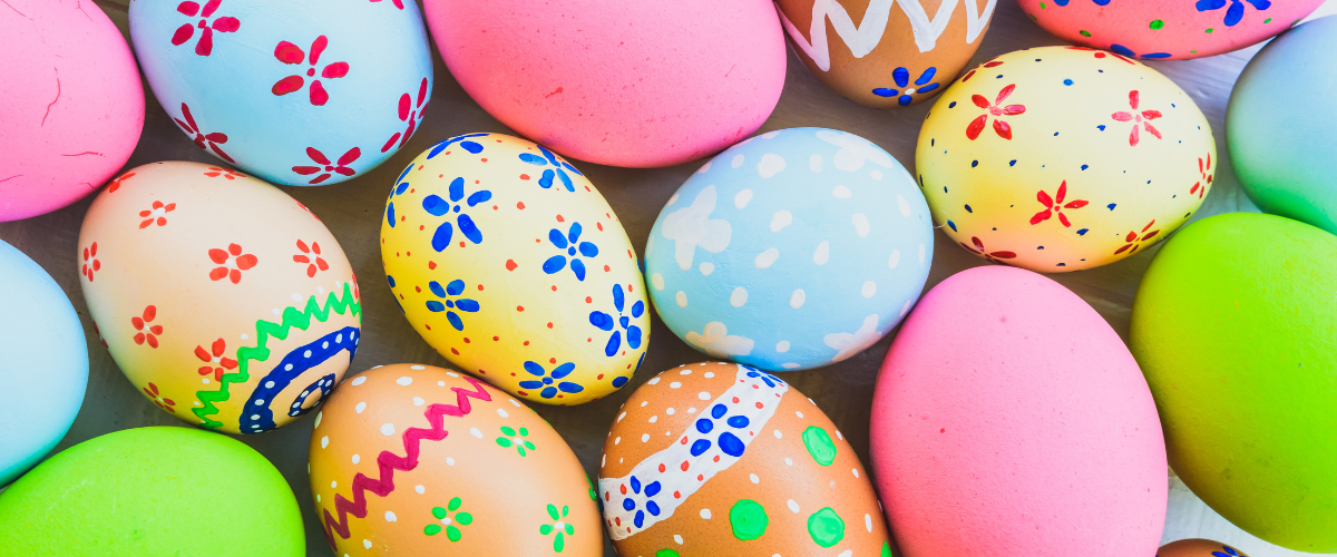 brightly decorated easter eggs